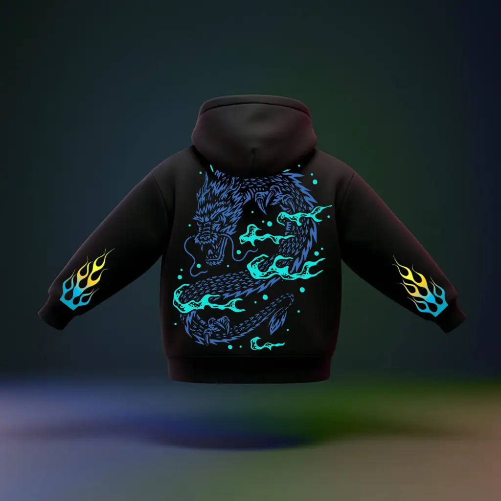  Blue Flame Wyrm 100% Cotton Premium Hoodie